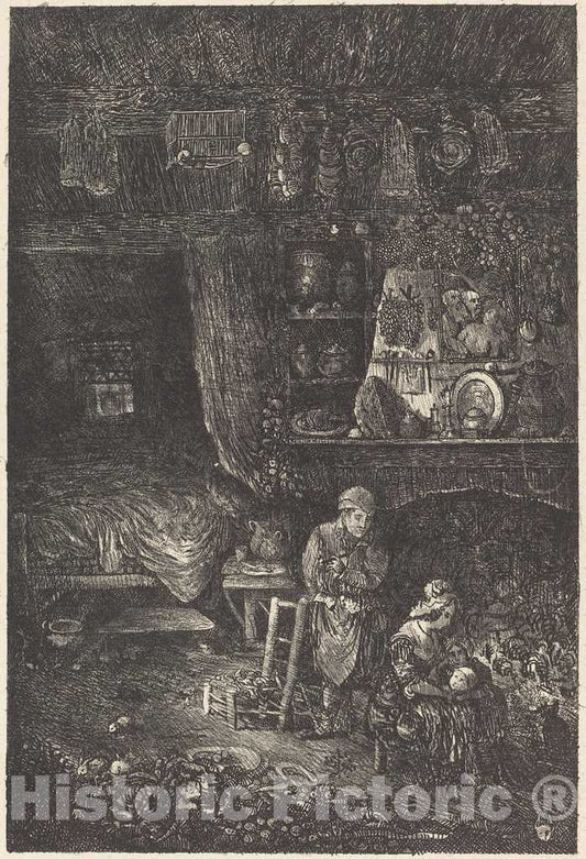 Art Print : Rodolphe Bresdin, Flemish Interior, 1873 - Vintage Wall Art