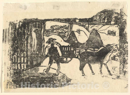 Art Print : Paul Gauguin, The Ox Cart (Le Char a boeufs), in or After 1895 - Vintage Wall Art