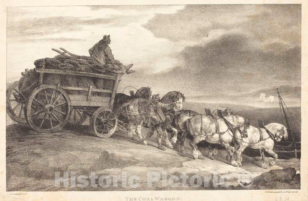 Art Print : ThÃ©odore Gericault, The Coal Waggon, 1821 - Vintage Wall Art