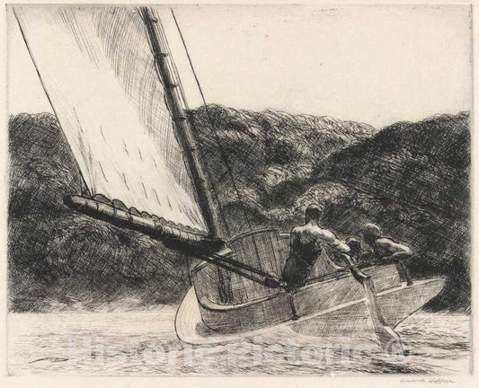 Art Print : Edward Hopper, The Cat Boat, 1922 - Vintage Wall Art