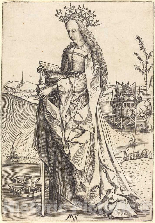 Art Print : Saint Catherine, c. 1500 - Vintage Wall Art