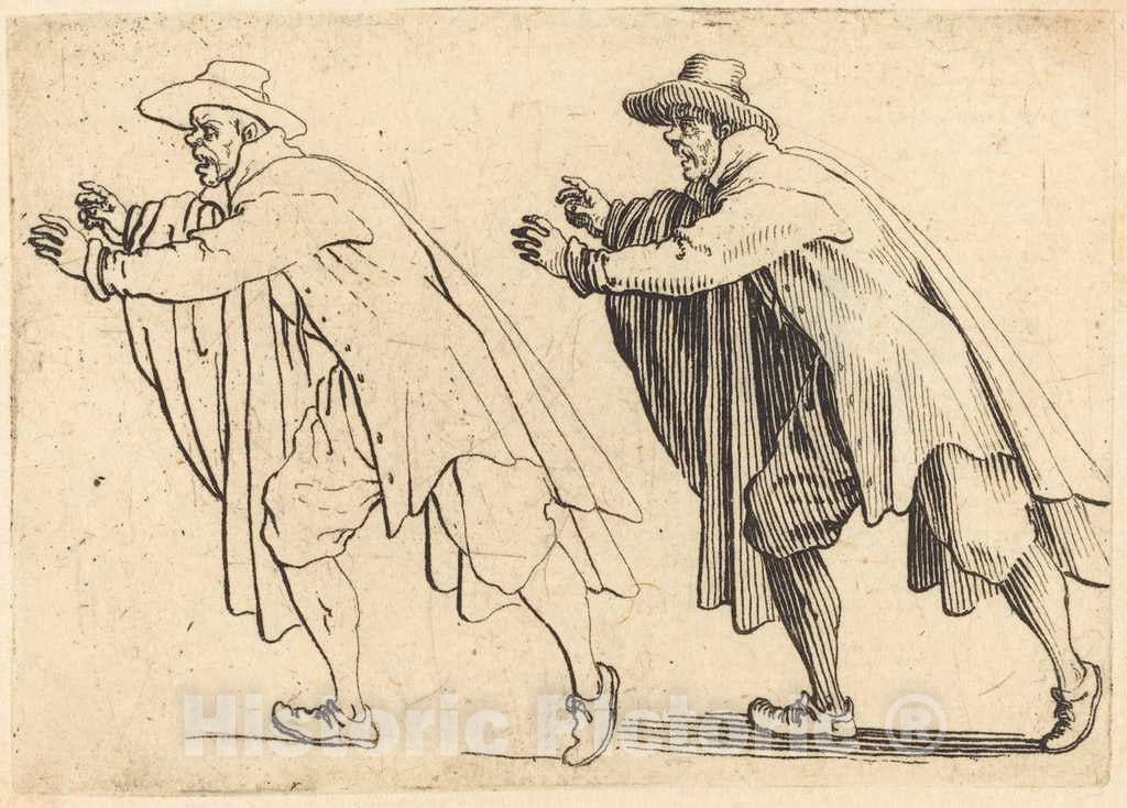 Art Print : Jacques Callot, Man Moving Abruptly, c. 1617 - Vintage Wall Art