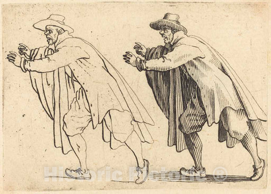 Art Print : Jacques Callot, Man Moving Abruptly, c. 1617 - Vintage Wall Art