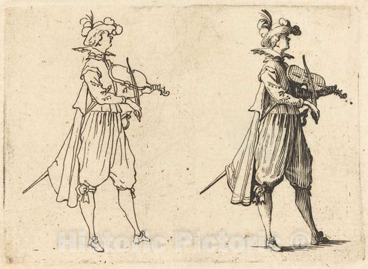 Art Print : Jacques Callot, Violinist, c. 1617 - Vintage Wall Art