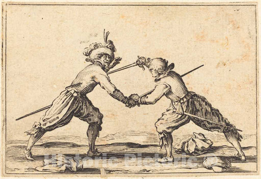 Art Print : Jacques Callot, Duel with Swords, c. 1622 - Vintage Wall Art