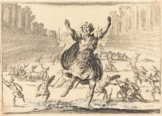 Art Print : Jacques Callot, Skirmish in a Roman Circus, c. 1617 - Vintage Wall Art