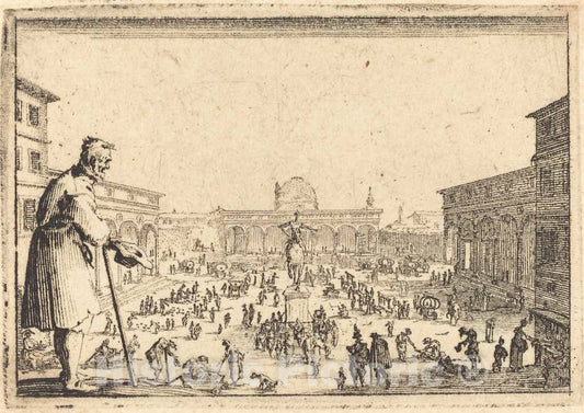Art Print : Jacques Callot, Piazza SS. Annunziata, Florence, c. 1617 - Vintage Wall Art