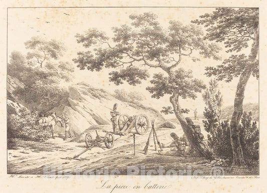 Art Print : Horace Vernet, La Piece en batterie, 1817 - Vintage Wall Art