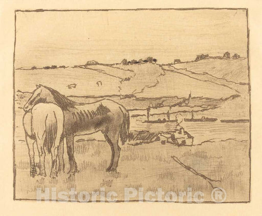 Art Print : Edgar Degas, Horses in The Meadow (Chevaux Dans la Prairie), c.1892 - Vintage Wall Art
