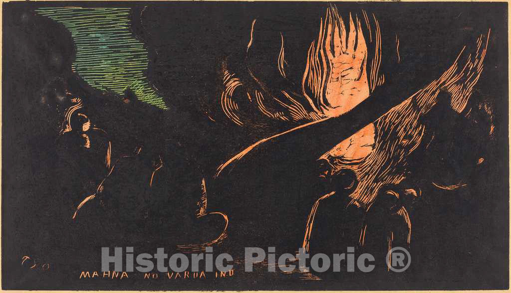 Art Print : Paul Gauguin, Mahna no Varua Ino (The Devil Speaks), c.1895 - Vintage Wall Art