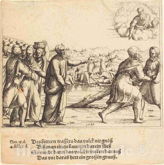 Art Print : Augustin Hirschvogel, The Lord Sweetens The Waters of Marah, 1548 - Vintage Wall Art