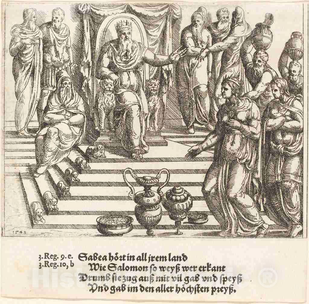 Art Print : Augustin Hirschvogel, Queen of Sheba's Visit to Solomon, 1548 - Vintage Wall Art