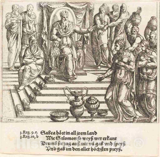 Art Print : Augustin Hirschvogel, Queen of Sheba's Visit to Solomon, 1548 - Vintage Wall Art