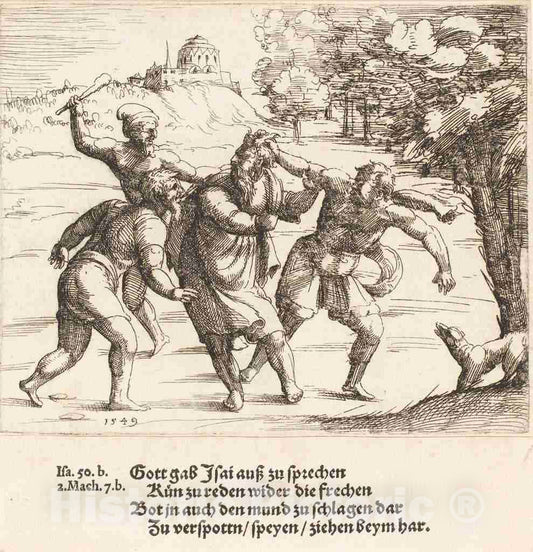 Art Print : Augustin Hirschvogel, Isaiah Accepts Mockery Because of His Faith, 1549 - Vintage Wall Art