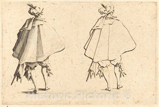 Art Print : Jacques Callot, Gentleman in Large Mantle, Seen from Behind, c. 1622 - Vintage Wall Art