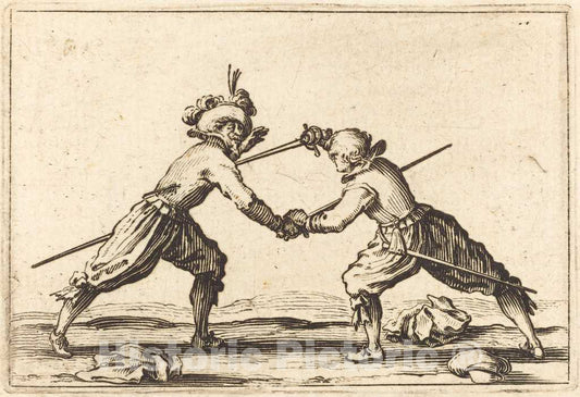 Art Print : Jacques Callot, Duel with Swords, c. 1622 - Vintage Wall Art