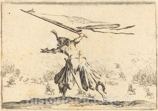 Art Print : Jacques Callot, Standard Bearer, c. 1622 - Vintage Wall Art