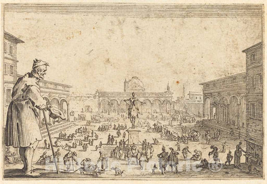 Art Print : Jacques Callot, Piazza SS. Annunziata, Florence, c. 1622 - Vintage Wall Art