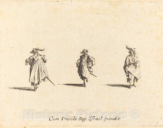 Art Print : Jacques Callot, Three Gentlemen, 1634 - Vintage Wall Art