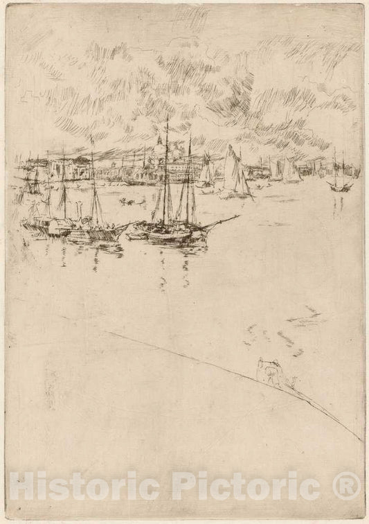 Art Print : James McNeill Whistler, The Steamboat, Venice, c.1880 - Vintage Wall Art