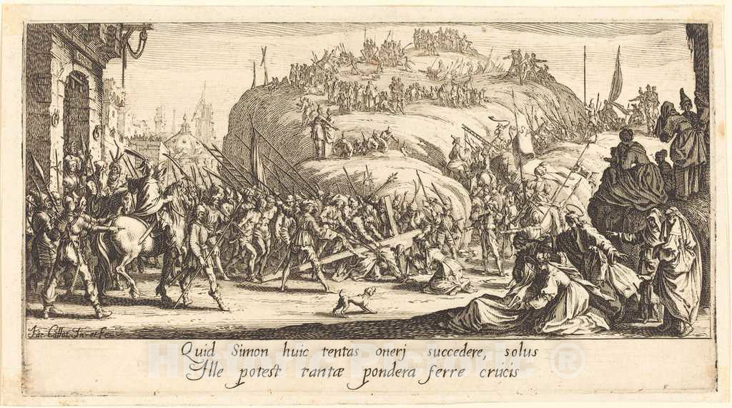 Art Print : Jacques Callot, The Carrying of The Cross, c. 1618 - Vintage Wall Art