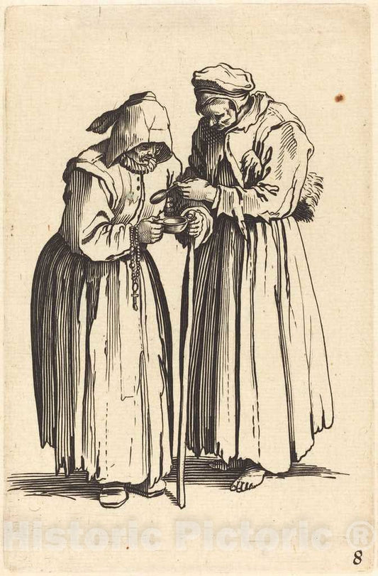 Art Print : Jacques Callot, Two Beggar Women - Vintage Wall Art