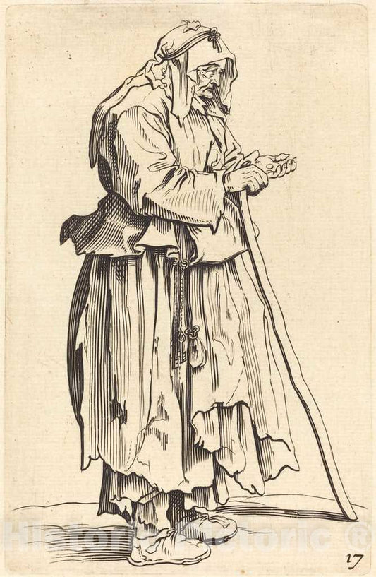 Art Print : Jacques Callot, Beggar Woman Receiving Charity - Vintage Wall Art