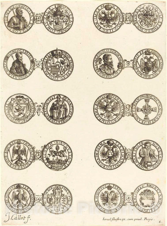 Art Print : Jacques Callot, Coins [Plate 6] - Vintage Wall Art