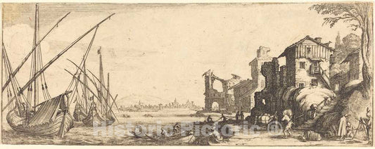 Art Print : Jacques Callot, The Small Port, c.1634 - Vintage Wall Art