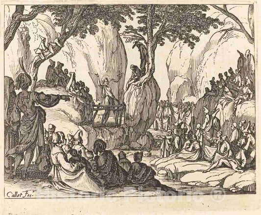Art Print : Jacques Callot, Saint John Preaching in The Desert - Vintage Wall Art