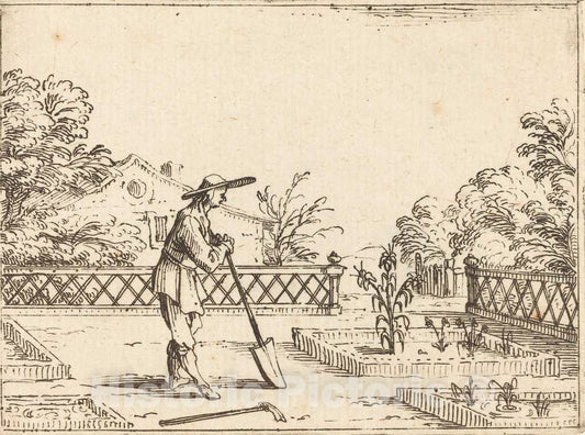 Art Print : Jacques Callot, The Gardener - Vintage Wall Art