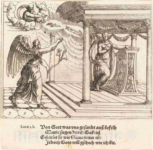 Art Print : Augustin Hirschvogel, The Annunciation, 1547 - Vintage Wall Art