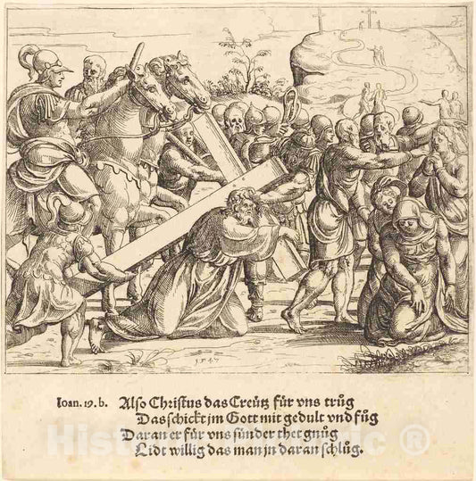 Art Print : Augustin Hirschvogel, Christ Carrying The Cross, 1547 - Vintage Wall Art