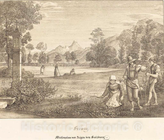 Art Print : Olivier, Freitag - Wiesenplan VOR Aigen bey Salzburg (Meadow Before Aigen Near Salzburg), 1823 - Vintage Wall Art
