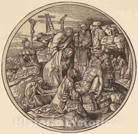 Art Print : Jacob Cornelisz Van Oostsanen, Deploration and Entombment of Christ, 1514 - Vintage Wall Art