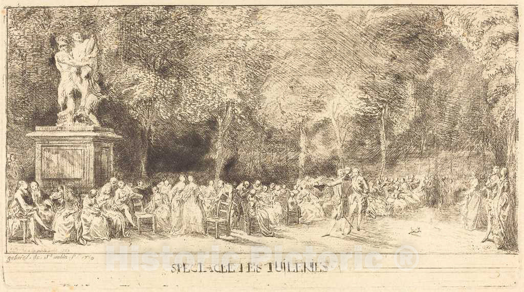 Art Print : Gabriel Jacques de Saint-Aubin, Les chaises [Lower Half], 1760 - Vintage Wall Art