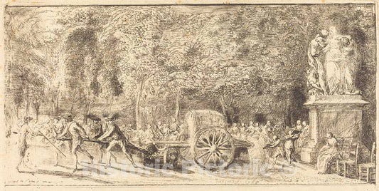 Art Print : Gabriel Jacques de Saint-Aubin, Le tonneau d'arrosage [Upper Half], 1762 - Vintage Wall Art