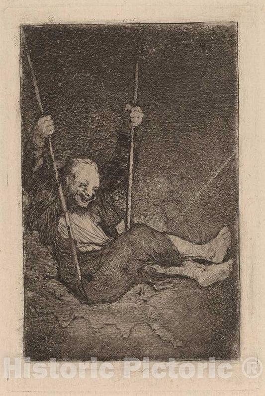 Art Print : Francisco de Goya, Old Man on a Swing, c.1827 - Vintage Wall Art