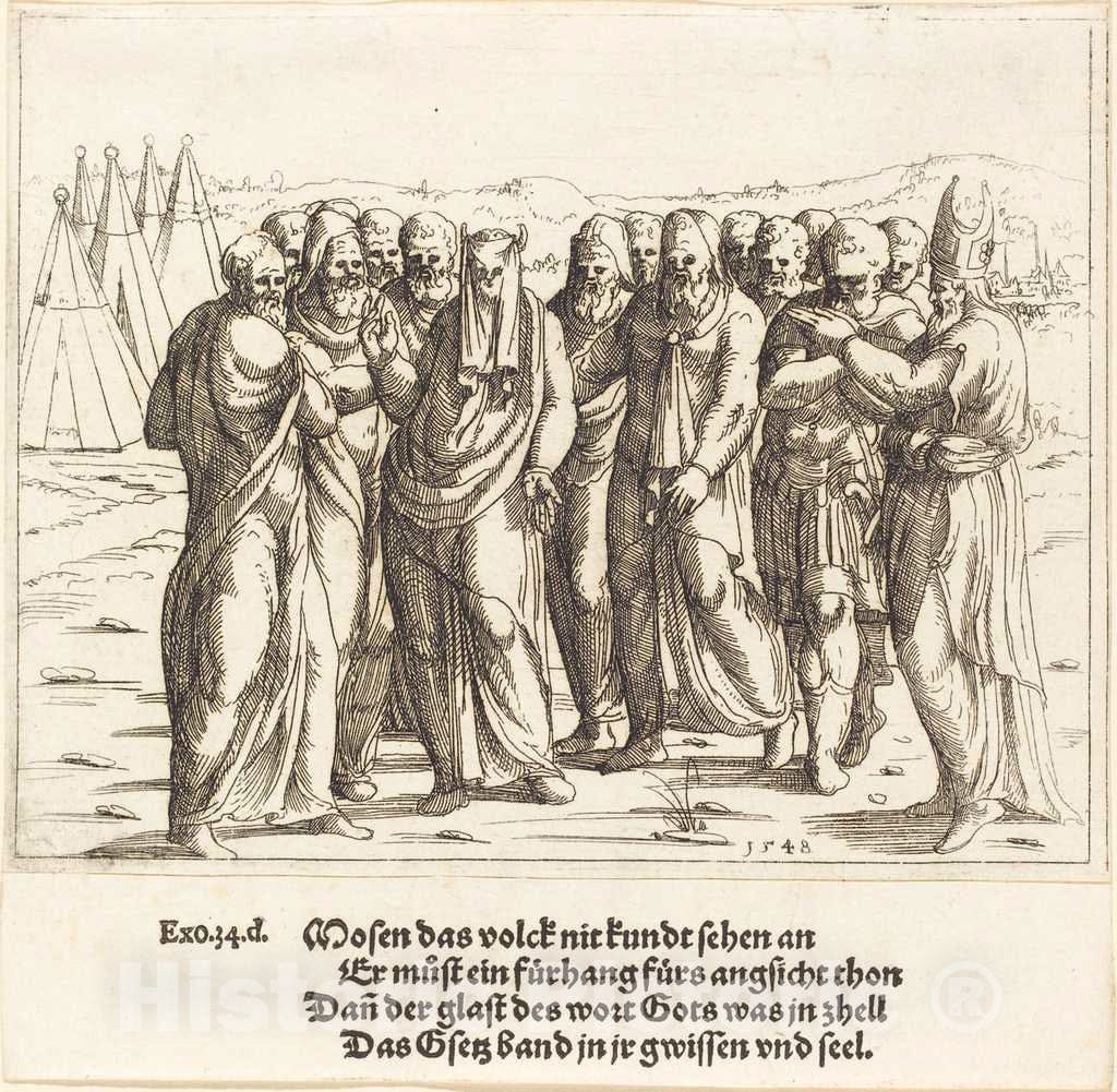 Art Print : Augustin Hirschvogel, Moses Speaks to The Children of Israel, 1548 - Vintage Wall Art