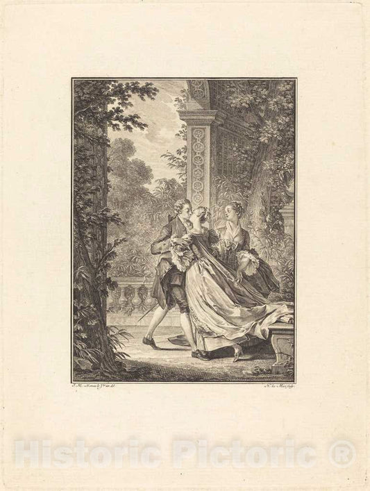 Art Print : NoÃ«l Le Mire After Michel Moreau, Sans Rien comprendre Ã  ce Mystere, 1773 - Vintage Wall Art