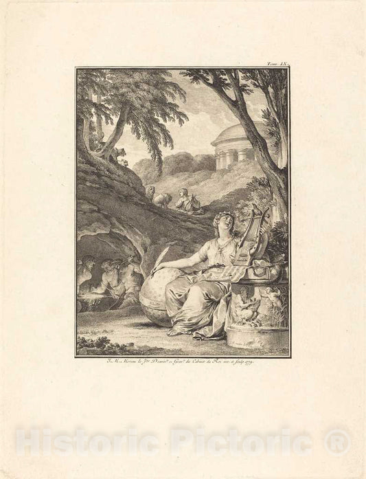 Art Print : Michel Moreau, Frontispiece: Dictionnaire de Musique, 1779 - Vintage Wall Art