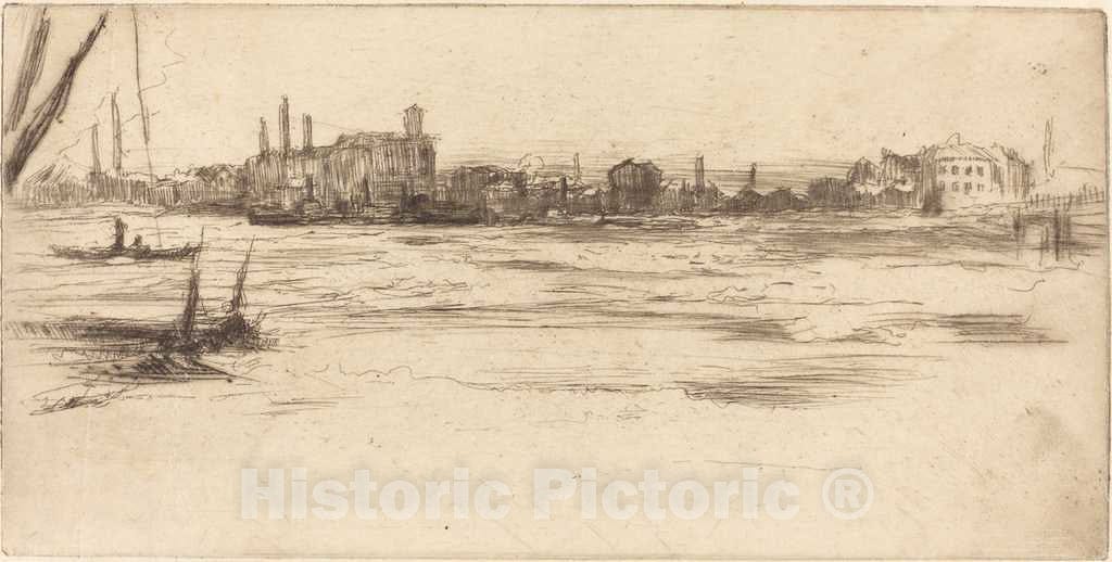 Art Print : James McNeill Whistler, The Troubled Thames, c. 1875 - Vintage Wall Art