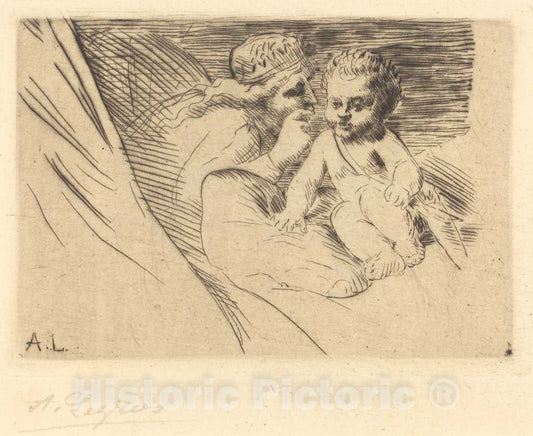 Art Print : Alphonse Legros, MAB and Cupid (MAB et Cupidon) - Vintage Wall Art