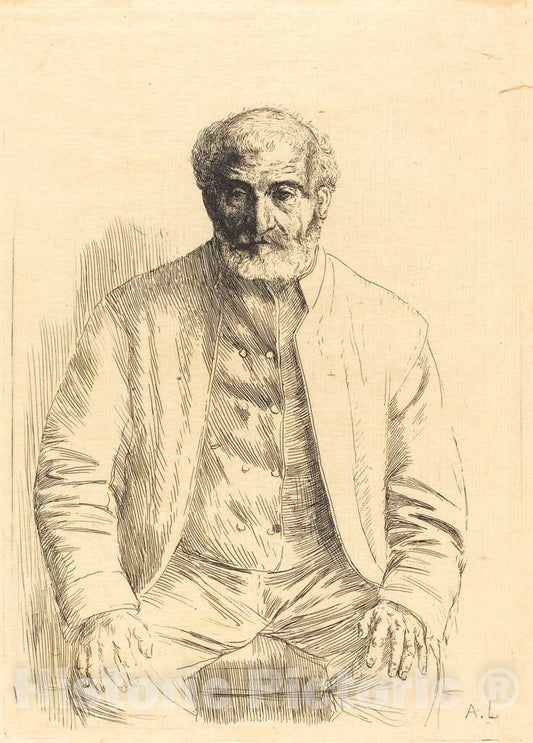 Art Print : Alphonse Legros, Old Man Seated (Vieillard Assis) - Vintage Wall Art