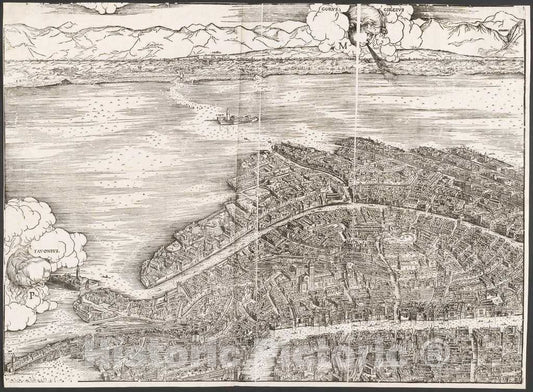 Art Print : Jacopo de' Barbari, View of Venice [Upper Left Block], 1500 - Vintage Wall Art