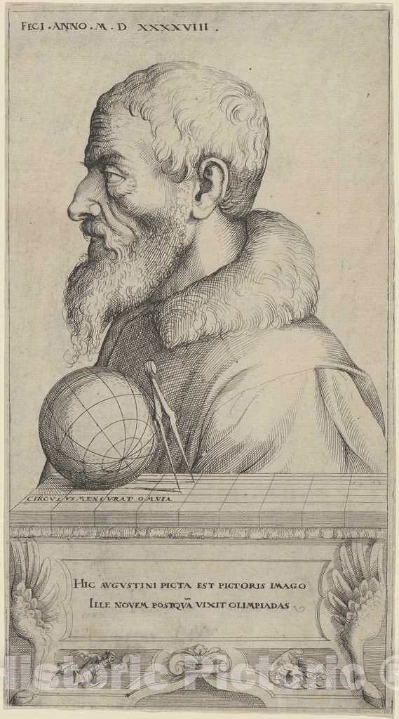 Art Print : Augustin Hirschvogel, Self-Portrait, 1548 - Vintage Wall Art