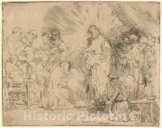 Art Print : Rembrandt, Christ Appearing to The Apostles, 1656 - Vintage Wall Art