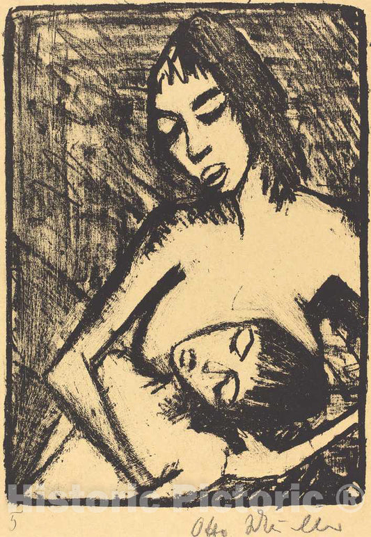 Art Print : Otto MÃ¼ller, Mother and Child (Mutter und Kind), 1920 - Vintage Wall Art