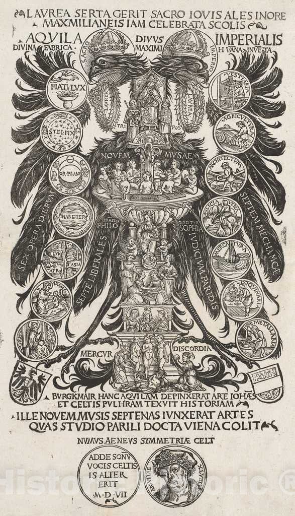 Art Print : Hans Burgkmair I, The Imperial Eagle, 1507 - Vintage Wall Art