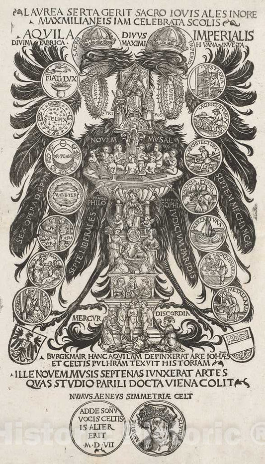 Art Print : Hans Burgkmair I, The Imperial Eagle, 1507 - Vintage Wall Art